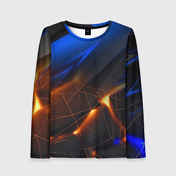 Лонгслив женский Синяя абстракция с желтыми плитами, цвет: 3D-принт