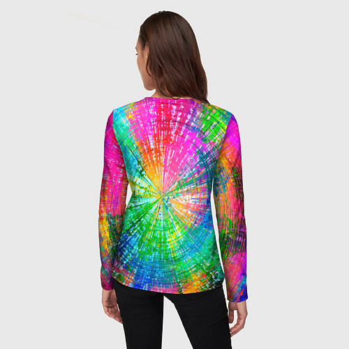 Женский лонгслив Разноцветный неоновый медведь / 3D-принт – фото 4