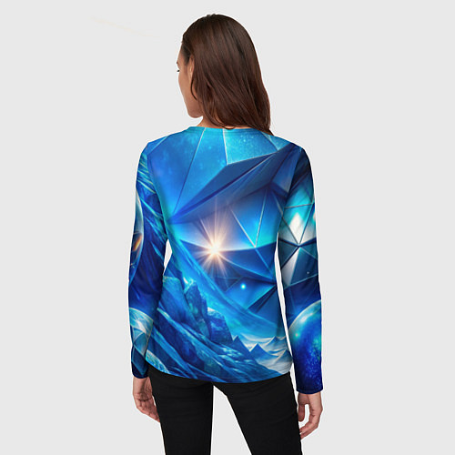 Женский лонгслив Синяя объемная абстракция со вспышкой / 3D-принт – фото 4