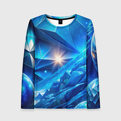 Лонгслив женский Синяя объемная абстракция со вспышкой, цвет: 3D-принт