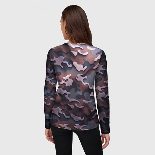 Женский лонгслив Камуфляж-грязь / 3D-принт – фото 4