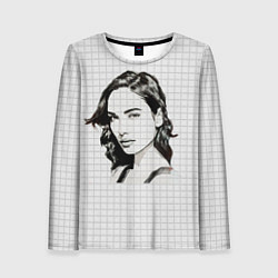 Лонгслив женский Рисунок Галь Гадот в тетради в клетку, цвет: 3D-принт