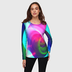 Лонгслив женский Неоновая абстракция градиент, цвет: 3D-принт — фото 2