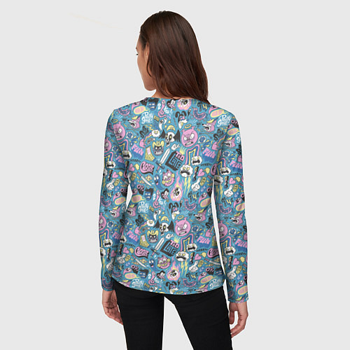 Женский лонгслив Дудл животные и меч / 3D-принт – фото 4