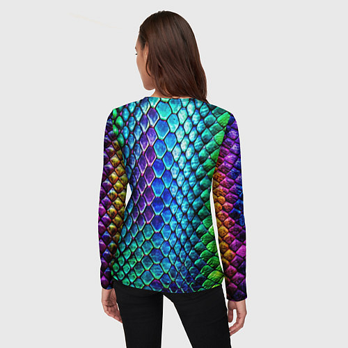 Женский лонгслив Радужная кожа змеи / 3D-принт – фото 4