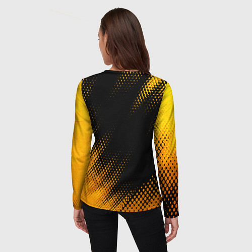 Женский лонгслив Daewoo - gold gradient вертикально / 3D-принт – фото 4