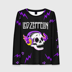 Лонгслив женский Led Zeppelin неоновый череп, цвет: 3D-принт