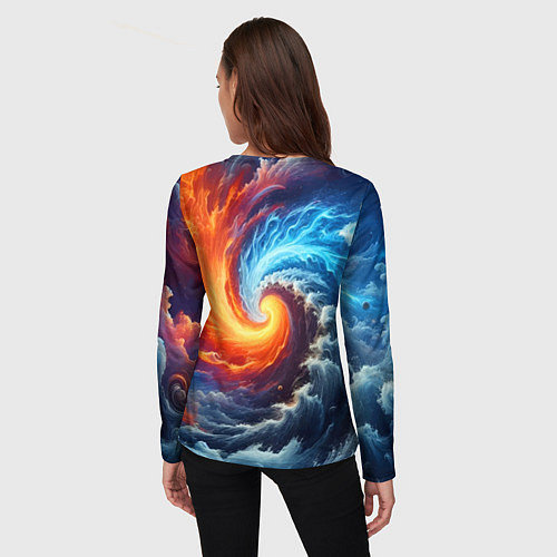 Женский лонгслив Столкновение двух стихий - инь янь / 3D-принт – фото 4
