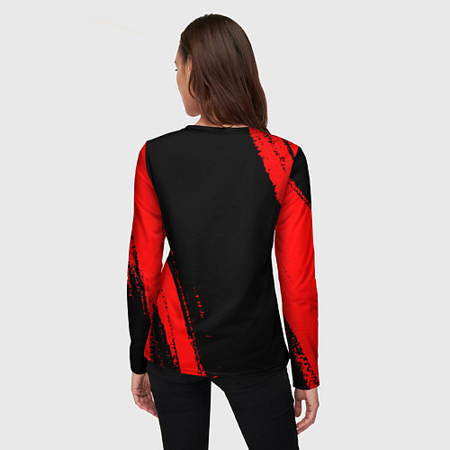 Женский лонгслив No Mans Sky - red gradient вертикально / 3D-принт – фото 4