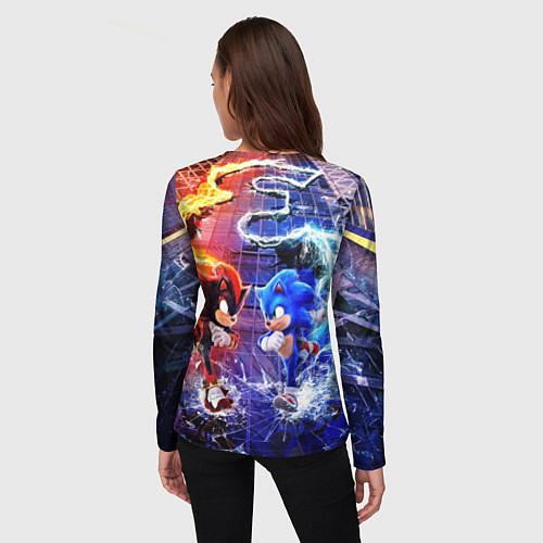 Женский лонгслив Соник и Шэдоу ёжики / 3D-принт – фото 4