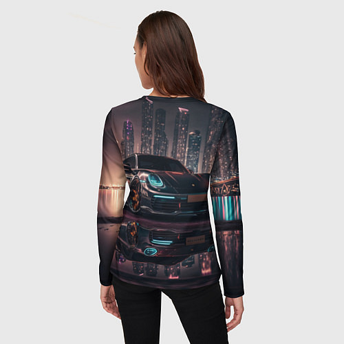 Женский лонгслив Porshe night city / 3D-принт – фото 4