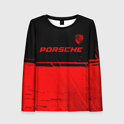 Лонгслив женский Porsche - red gradient посередине, цвет: 3D-принт