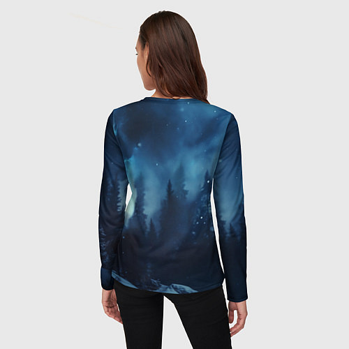 Женский лонгслив Голова волка и небо / 3D-принт – фото 4