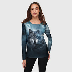 Лонгслив женский Волк ночью под луной, цвет: 3D-принт — фото 2