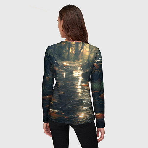 Женский лонгслив Выдра в летнем пруду / 3D-принт – фото 4