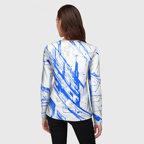 Женский лонгслив Синие полосы на белом фоне / 3D-принт – фото 4