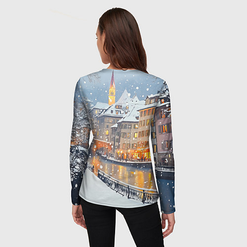 Женский лонгслив Заснеженный Санкт-Петербург пейзаж / 3D-принт – фото 4