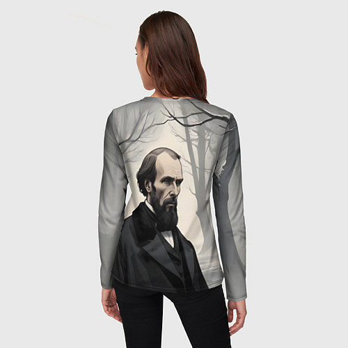 Женский лонгслив Достоевский зимняя аллея / 3D-принт – фото 4