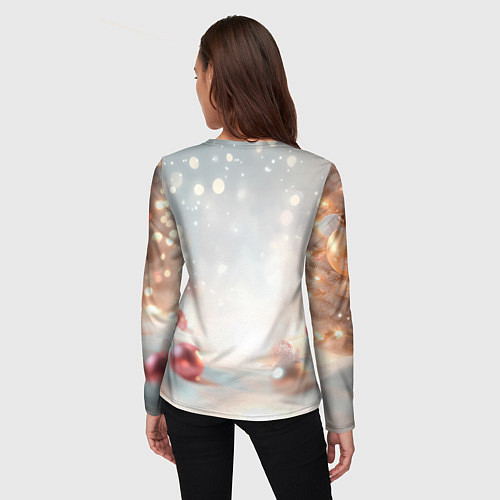 Женский лонгслив Новогодняя милая розовая змейка / 3D-принт – фото 4
