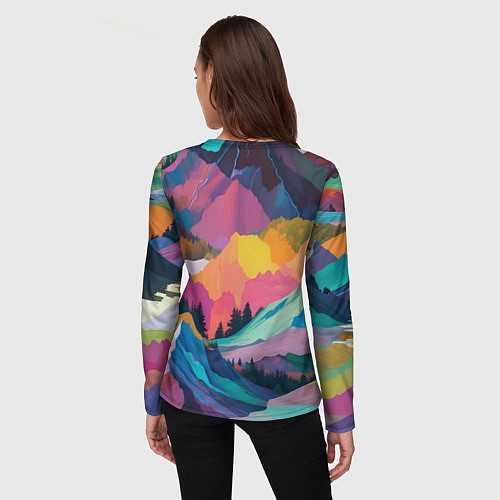 Женский лонгслив Красочные горы / 3D-принт – фото 4