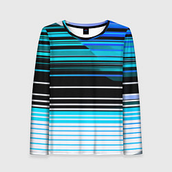 Лонгслив женский Разноцветные вертикальные линии, цвет: 3D-принт
