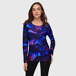 Лонгслив женский Синие абстрактные изгибы, цвет: 3D-принт — фото 2