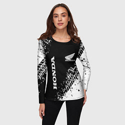 Лонгслив женский Honda - следы от шин, цвет: 3D-принт — фото 2