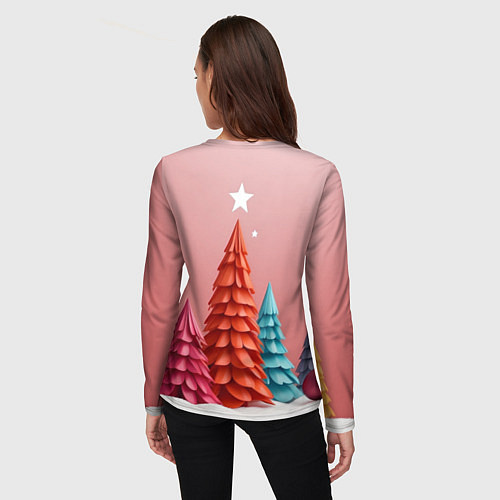 Женский лонгслив Новогодние ели / 3D-принт – фото 4