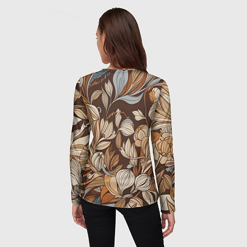Женский лонгслив Спокойная ботаническая иллюстрация / 3D-принт – фото 4