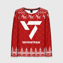 Лонгслив женский Новогодний Seventeen с оленями, цвет: 3D-принт