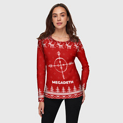 Лонгслив женский Новогодний Megadeth с оленями, цвет: 3D-принт — фото 2