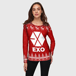 Лонгслив женский Новогодний Exo с оленями, цвет: 3D-принт — фото 2