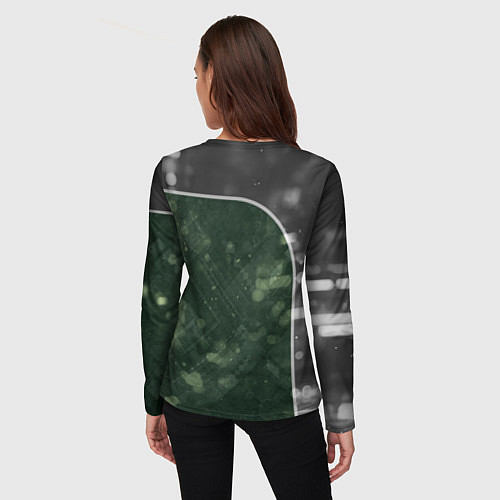 Женский лонгслив Киборг в серо-зелёных тонах / 3D-принт – фото 4