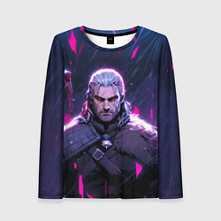 Лонгслив женский Geralt - neon rain, цвет: 3D-принт