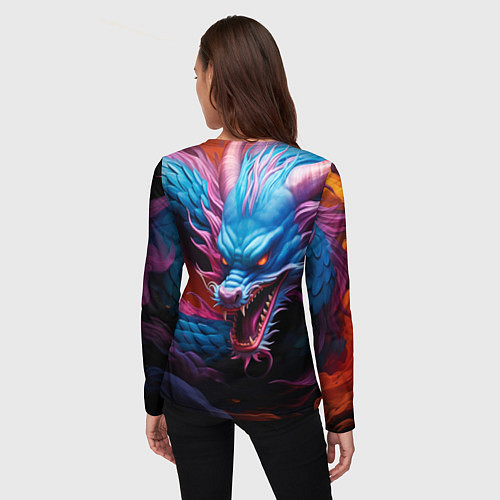 Женский лонгслив Рогатый дракон / 3D-принт – фото 4