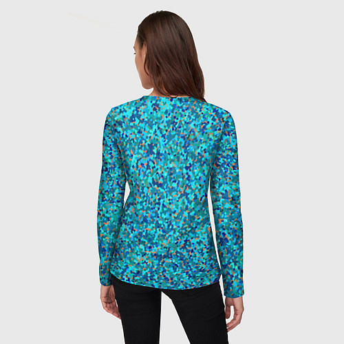 Женский лонгслив Сине-голубой пуантилизм / 3D-принт – фото 4