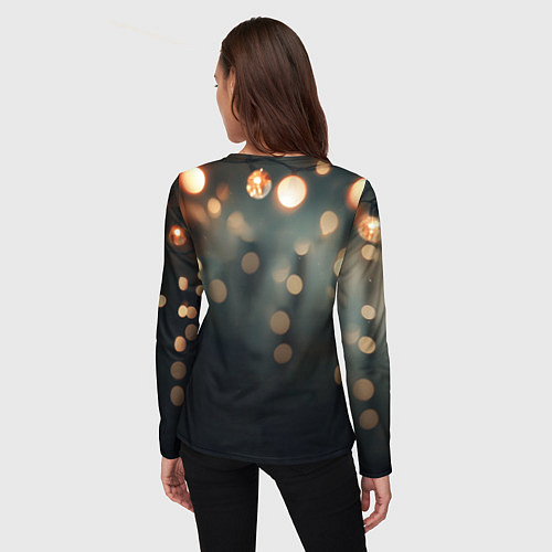 Женский лонгслив Довольный рыжий котик с рогами из огоньков / 3D-принт – фото 4