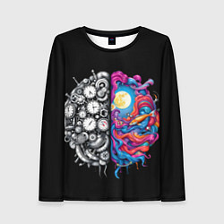 Лонгслив женский Правое и левое полушарие, цвет: 3D-принт