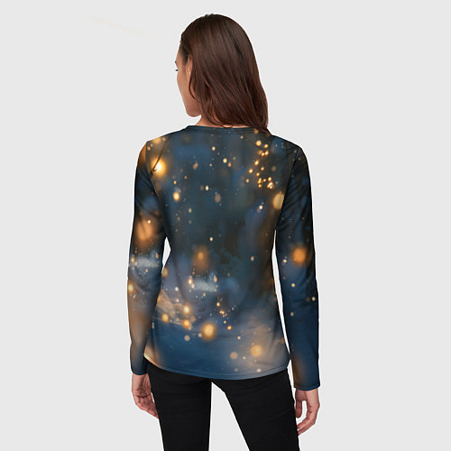 Женский лонгслив Лисичка в лесу огней / 3D-принт – фото 4