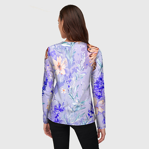 Женский лонгслив Растения на розовом фоне / 3D-принт – фото 4