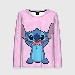 Лонгслив женский Stitch on a pink background, цвет: 3D-принт