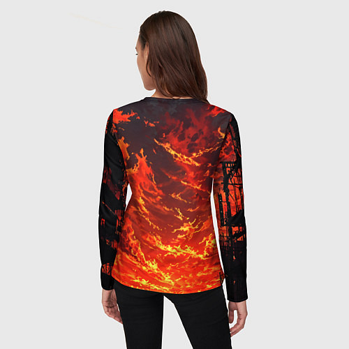 Женский лонгслив Багровый огненный закат / 3D-принт – фото 4