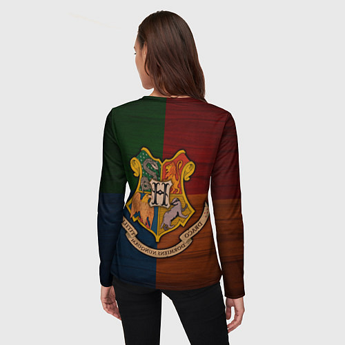 Женский лонгслив Hogwarts emblem / 3D-принт – фото 4