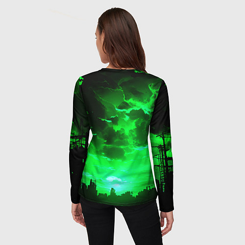 Женский лонгслив Кислотный зелёный закат / 3D-принт – фото 4