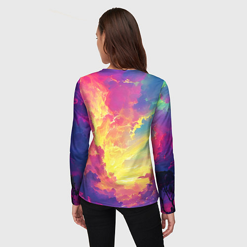 Женский лонгслив Розовые облака на синем небе / 3D-принт – фото 4
