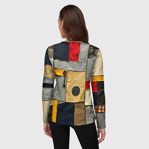 Женский лонгслив Ретро пэчворк / 3D-принт – фото 4