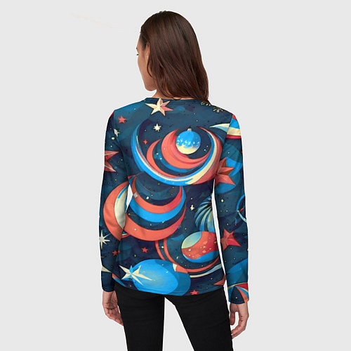 Женский лонгслив Абстракция ёлочных игрушек / 3D-принт – фото 4