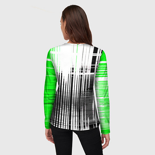 Женский лонгслив Зелёно-чёрный гранж на белом фоне / 3D-принт – фото 4