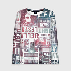Лонгслив женский Паттерн газеты - Гарри Поттер Сириус Блэк и Люциус, цвет: 3D-принт