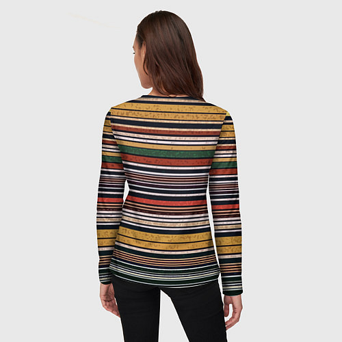 Женский лонгслив Жёлто-зелёный текстурные полосы / 3D-принт – фото 4